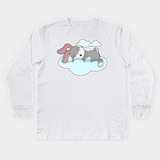 Rabbit Sleeping Clouds Kids Long Sleeve T-Shirt